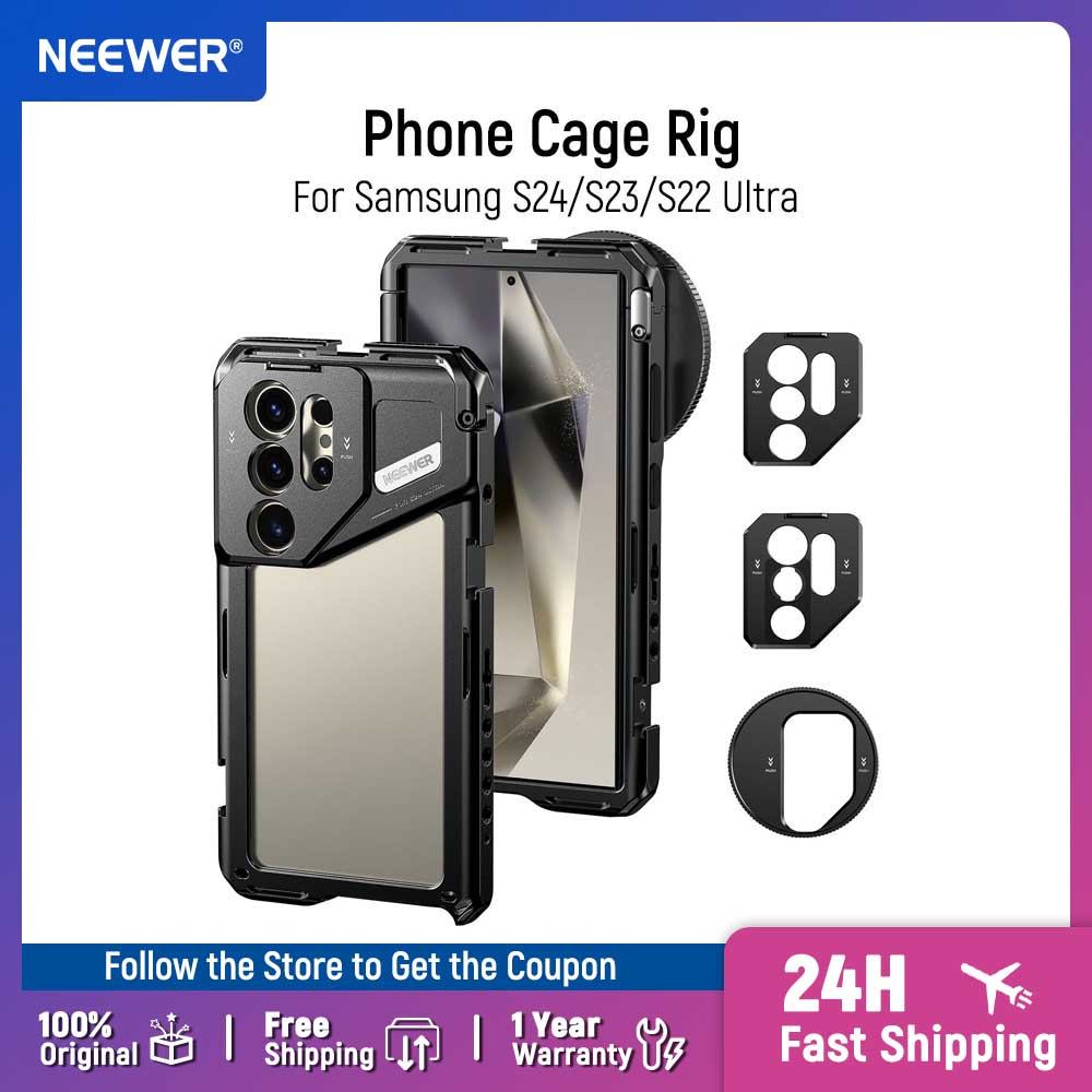 NEEWER Phone Cage untuk Samsung S22/S23/S24 Ultra dengan Adaptor Filter 67mm, Stabilizer Rig Video S