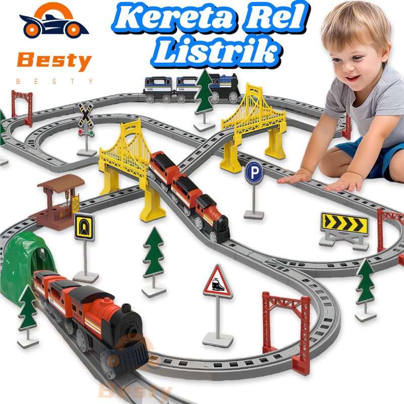 Besty Kereta Api Mainan Rel Panjang Mainan DIY Kereta Rel Listrik Kereta Api Rail King Mainan