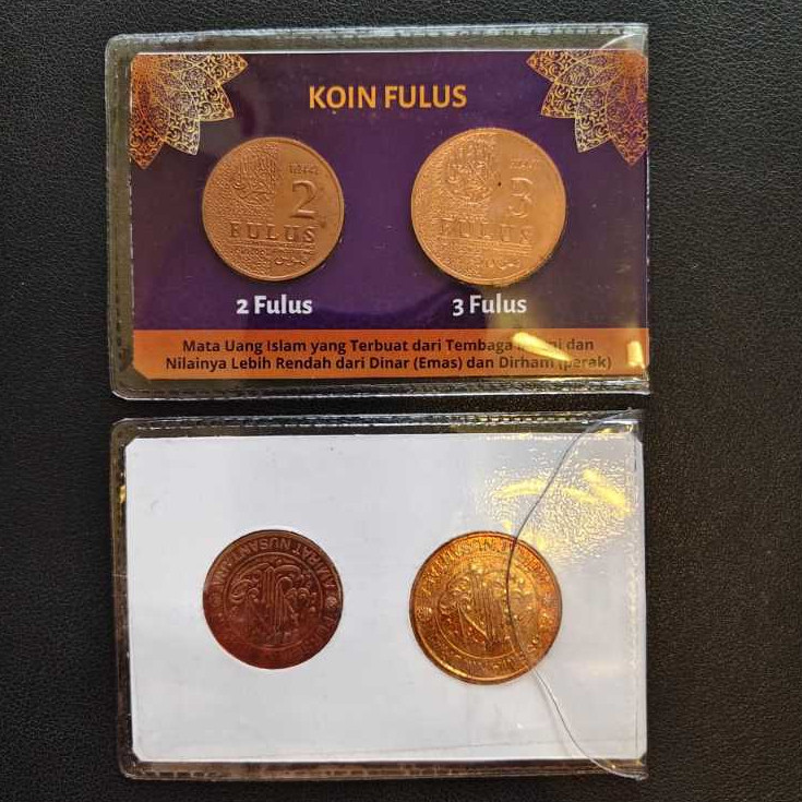 PAKET ISI 2 FULUS dan 3 FULUS FILS WAKALA (2 KEPING) KOIN TEMBAGA MURNI BUKAN LOGAM MULIA PERAK DIRH