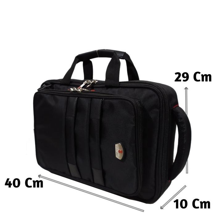 Tas kantor pria/ tas laptop selempang multi fungsi 3 in1 polo ace - Hitam