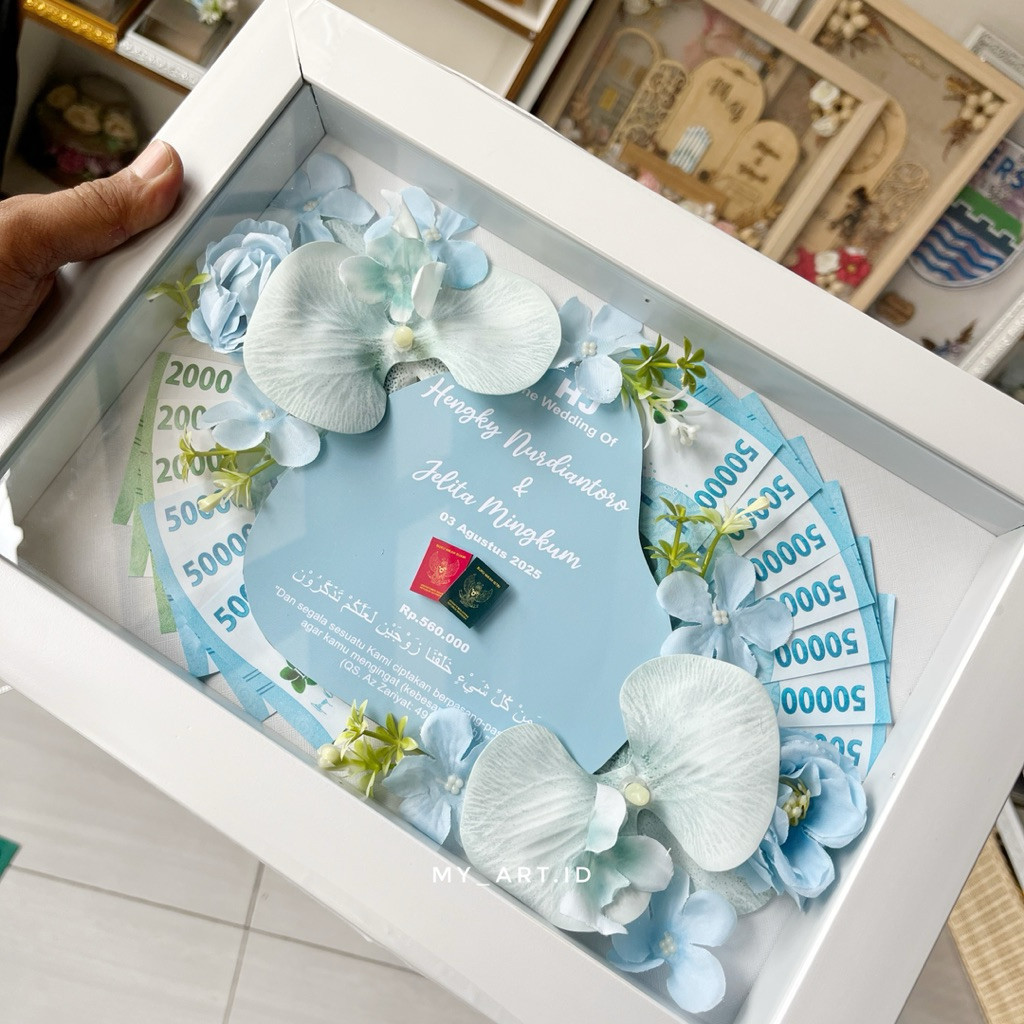 Mahar Pernikahan Akrilik Background Putih Wedding Gift