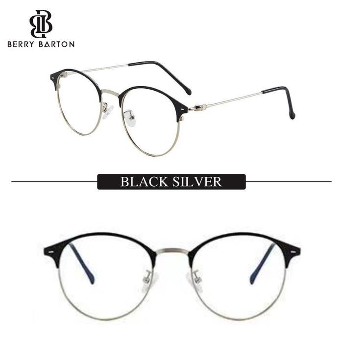 Lunav Style Kacamata Berrybarton Paket Photocromic Anti Blueray Lensa Minus 1920 - Black Silver, AB 