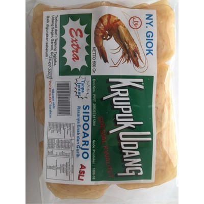 Kerupuk Udang Ny Giok 500gr Krupuk Mentah Segar, Rasa Gurih Renyah, Melembung Saat Digoreng