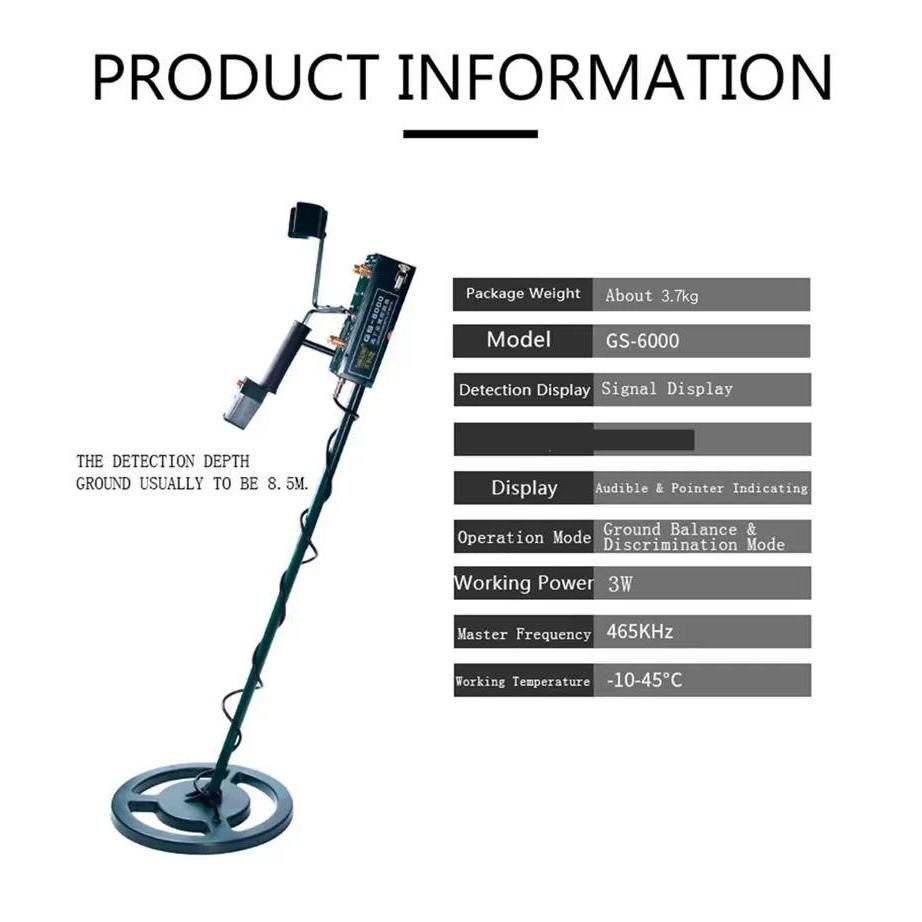 GS6000 Metal Detector Waterproof Underground Metal Detector Treasure Hunting Gold Can Detect Undergr
