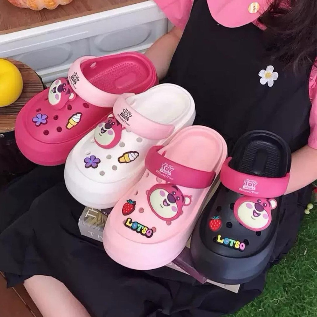 SKL - Sendal Lotso Sepatu sandal clog lotso beruang strawberry untuk wanita sendal clog sendal karet