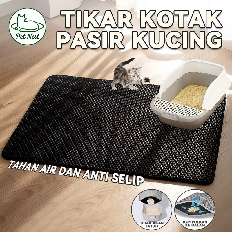 Keset Pasir Kucing Keset Kappet Pasir Kucing Pet Litter Mat Foldable Double Layer EVA