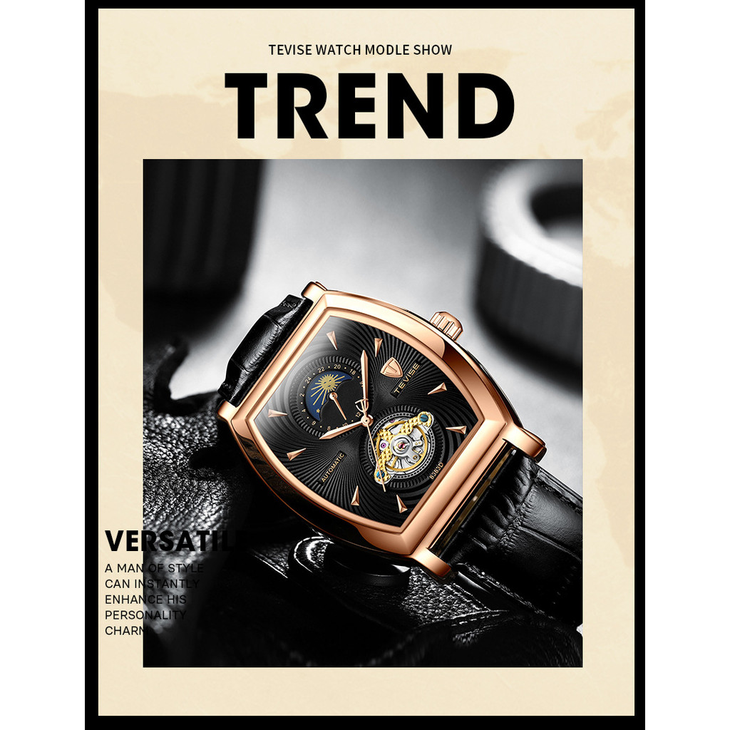 Barrel-shaped Square Men's Watch Tourbillon Fashion Trend Mechanical Men's Watch