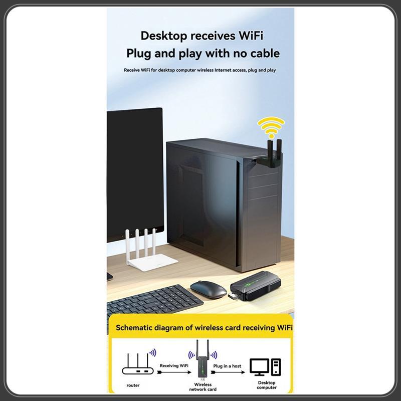 New Arrival USB Wifi 6 Bluetooth 54 Adapter Wifi 6 Bluetooth 54 Wireless Network Card USB Wifi 6 Ada