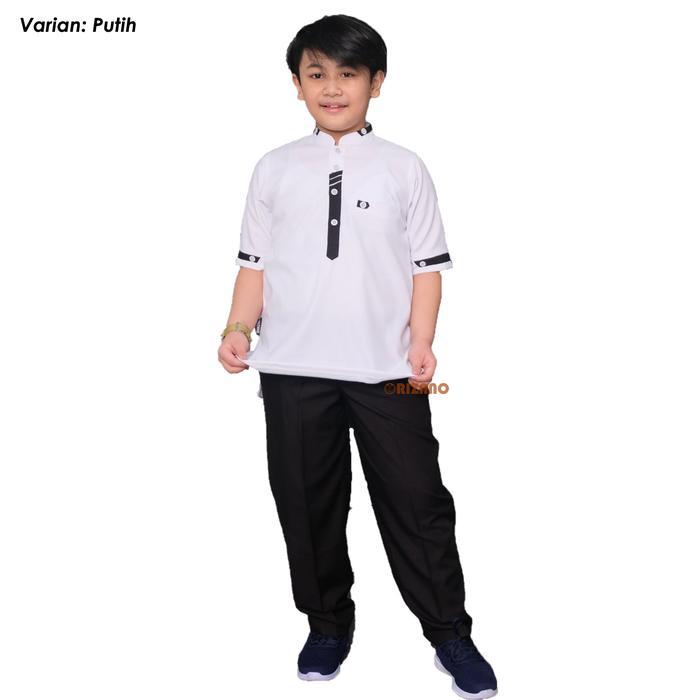 ORIZANO Set Koko Raffi Kids - Baju Koko Anak Laki-Laki Toyobo Fodu Motif Simpel Polos Keren celana k
