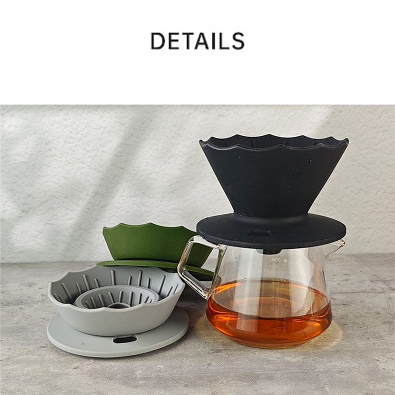 B90B-Pour Over Coffee Dripper Filter Silicone Camping Coffee Filter For Travel Camping Office Home C
