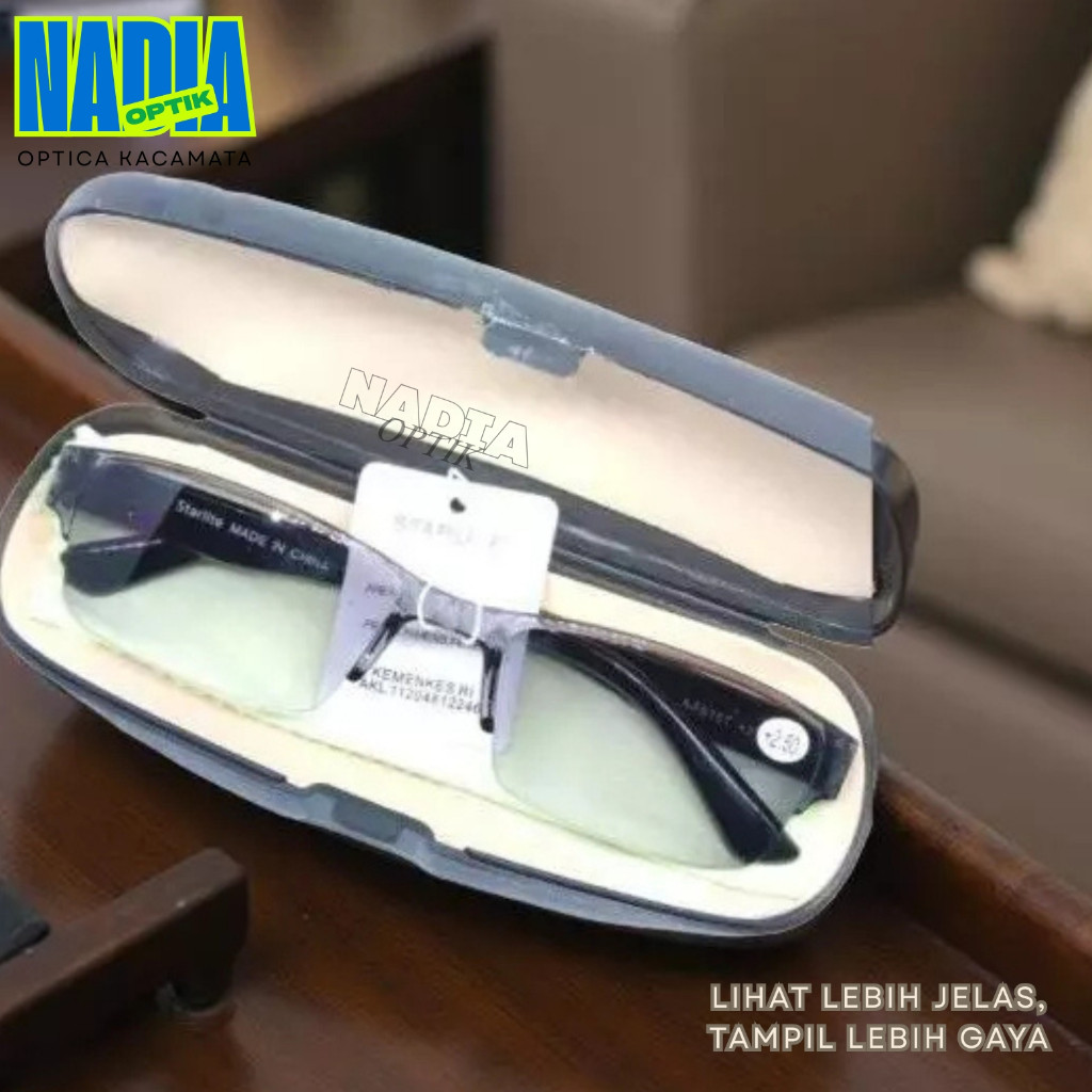 KACAMATA PLUS KACA MATA BACA LENSA HITAM ANTI SILAU UNTUK RABUN DEKAT PRIA WANITA - OPTIK RARA