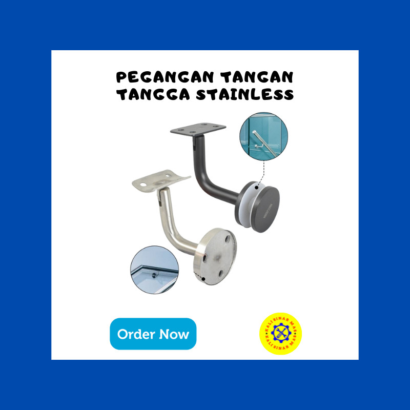 Bracket Handrail Konektor Adjustable Pegangan Tangan Tangga Stainless 304 untuk Railing Kaca dan Din