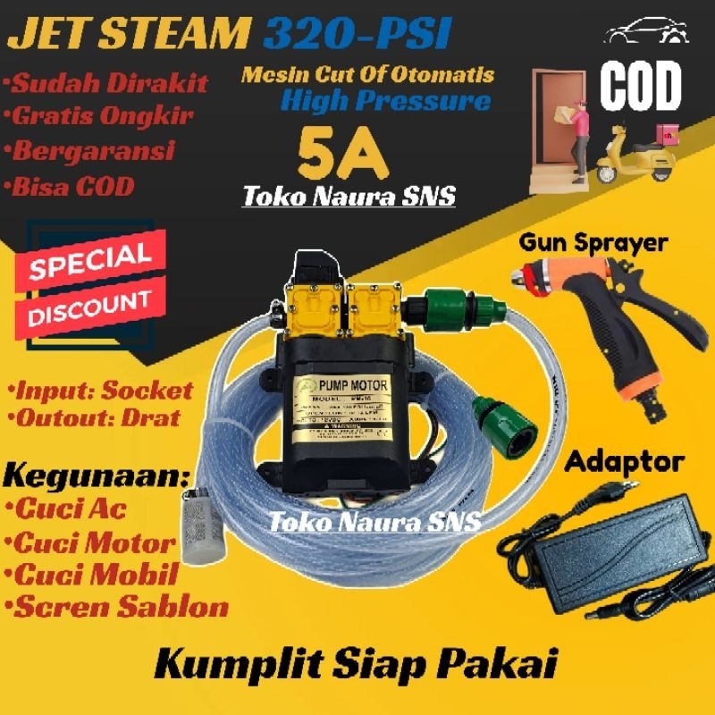[TURBORIDE] POMPA DC 320 PSI /High presure Alat cuci stim pompa Dc 320 psi Auto cut of mesin dobel p