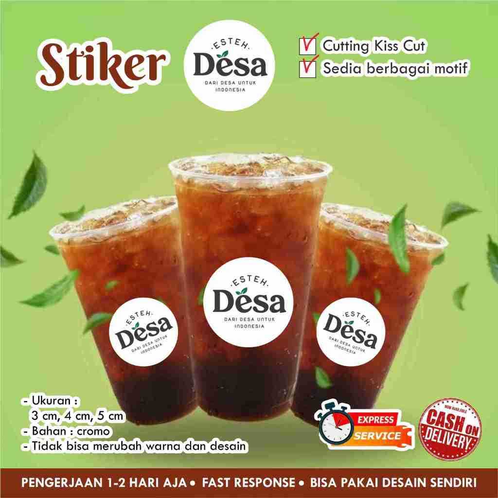 [121 pcs] Stiker ES TEH DESA cromo / Stiker kemasan minuman / cup / logo