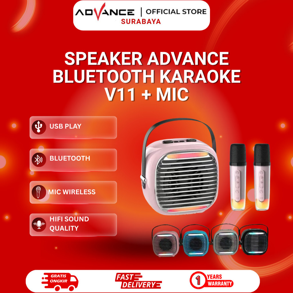 Speaker Advance Bluetooth Karaoke  V11 + Mic