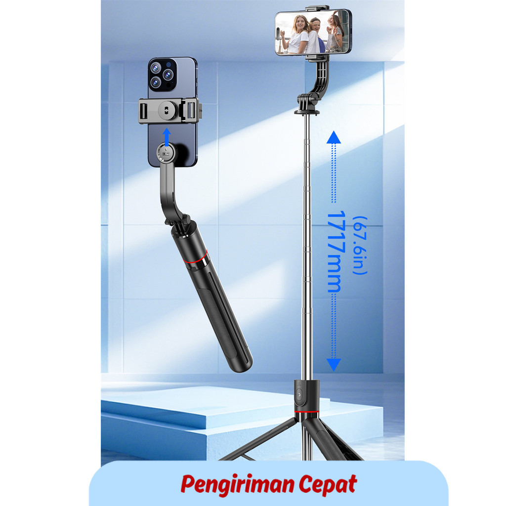PCP 1.7M Selfie Stick Wireless Tripod Stand with Bluetooth Remote Extendable Tripod for Mobile Phone