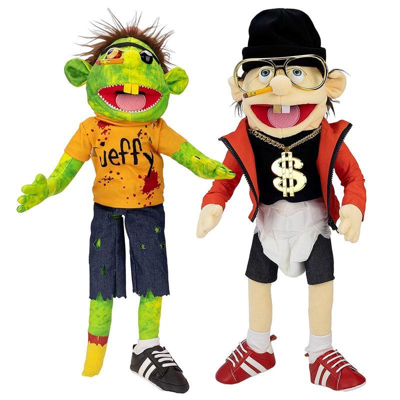 Large Jeffy Puppet Plush Toy Game Singer Rapper Zombie Hand Muppet Plushie Doll Parent-ild Family Pu