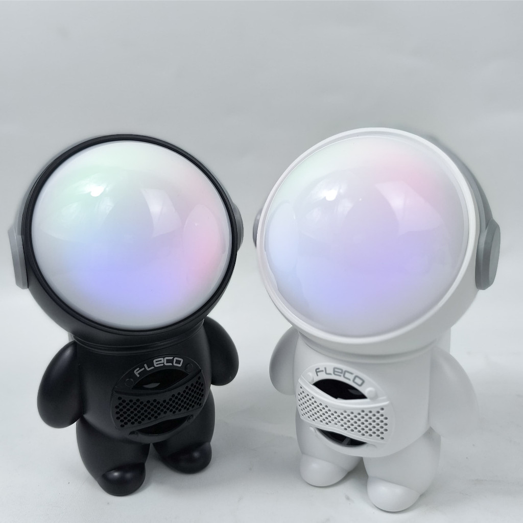 Speaker Bluetooth Portable LED Light Reachargable Spaceman Flash RGB Fleco F-148 5Watt 1200mAh lucu