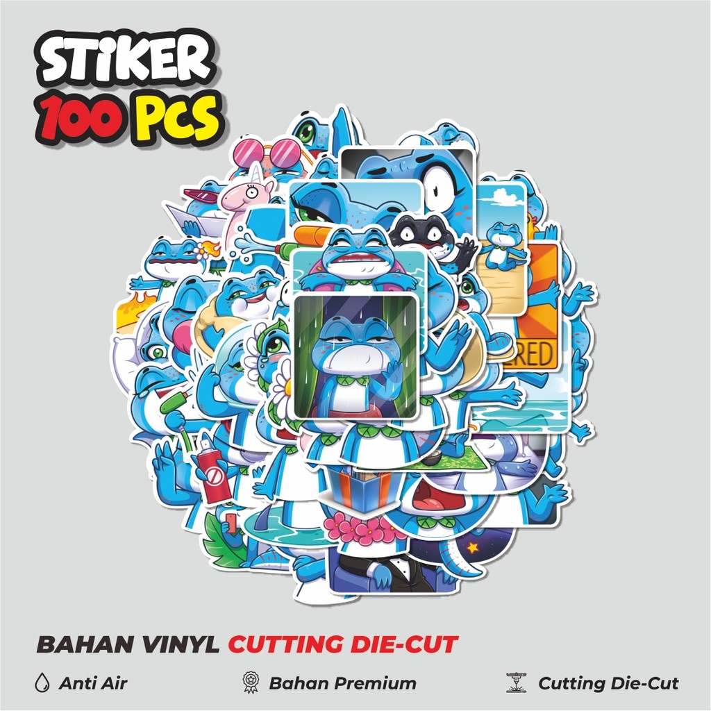 Terbaru 50 pcs Stiker  Milly Blue Frog Dekorasi Lucu Kreatif untuk Notebook, Skateboard, HP