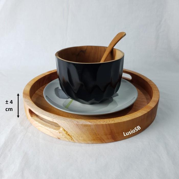 Nampan Kayu Bulat Aesthetic LusioSB Wooden Tray Nampan Saji