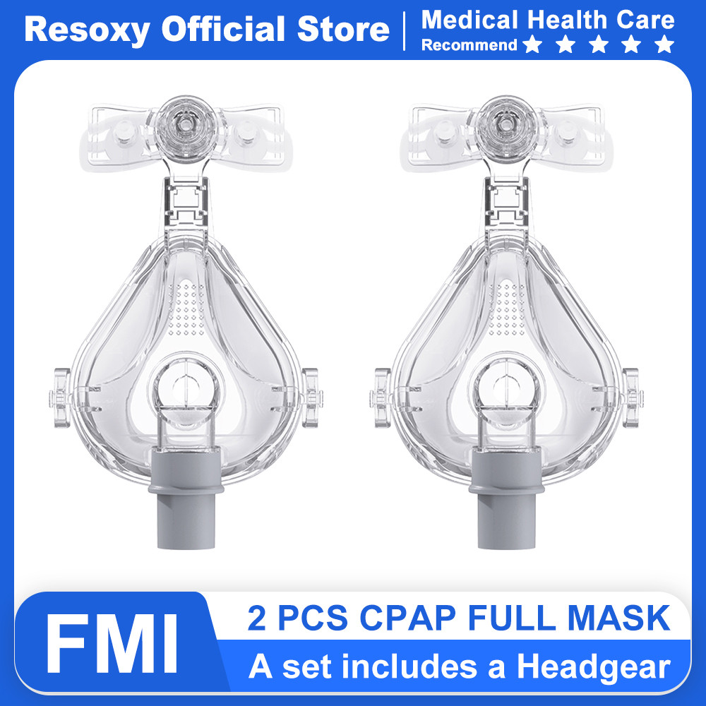 2PCS CPAP Full Face Mask for Auto BiPAP CPAP Mouth Mask Mecal Silicon Full Facial Mask With Headgear