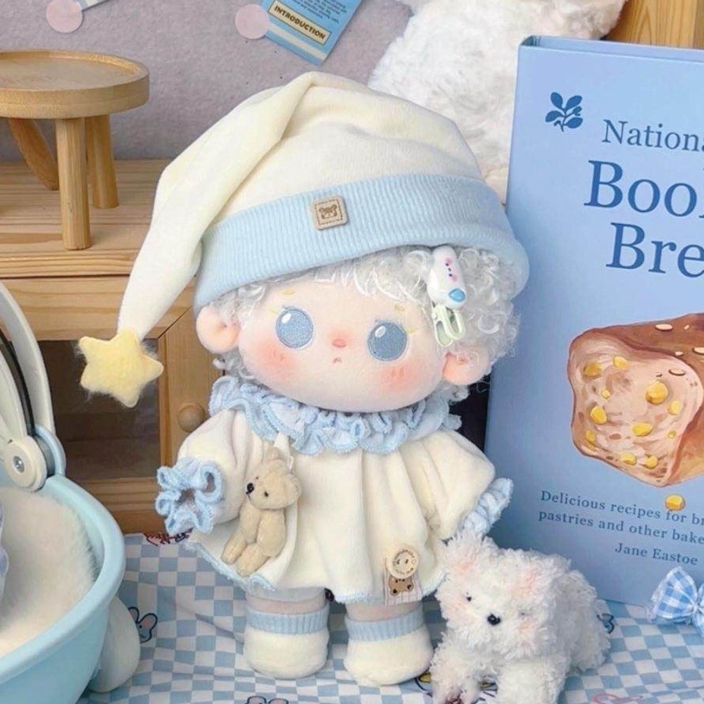 1 set Pajamas 20cm Cotton Doll Clothes Outfit Star Hat Cotton Doll's Clothes Brown Mini Plush Doll C