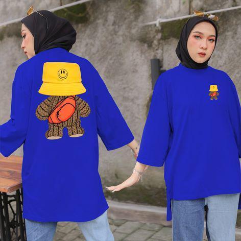 YURICA (COD) 04 ATASAN BASIC OVERSIZE KOREAN TOP KAOS JUMBO LD 138 TUNIK BABYTERRY - Hijau Botol, OV
