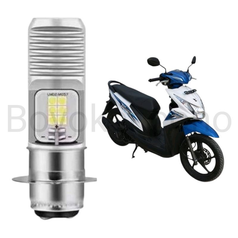 1pcs Lampu depan LED H6 12 Mata Putih terang motor Honda Beat FI 2014 2016 Byk