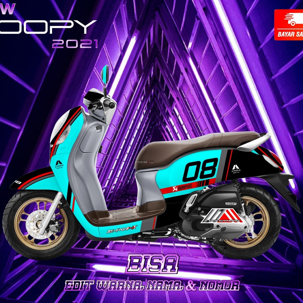 Decal scoopy new hitam biru 08
