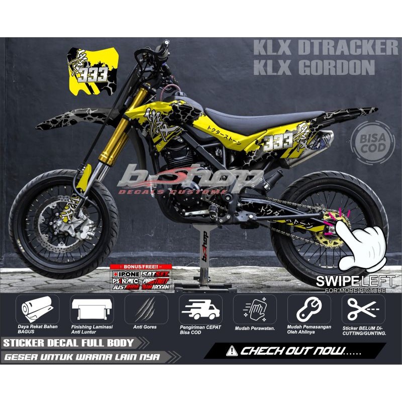 Stiker Decal Motor KLX GORDON Full Body Warna Kuning