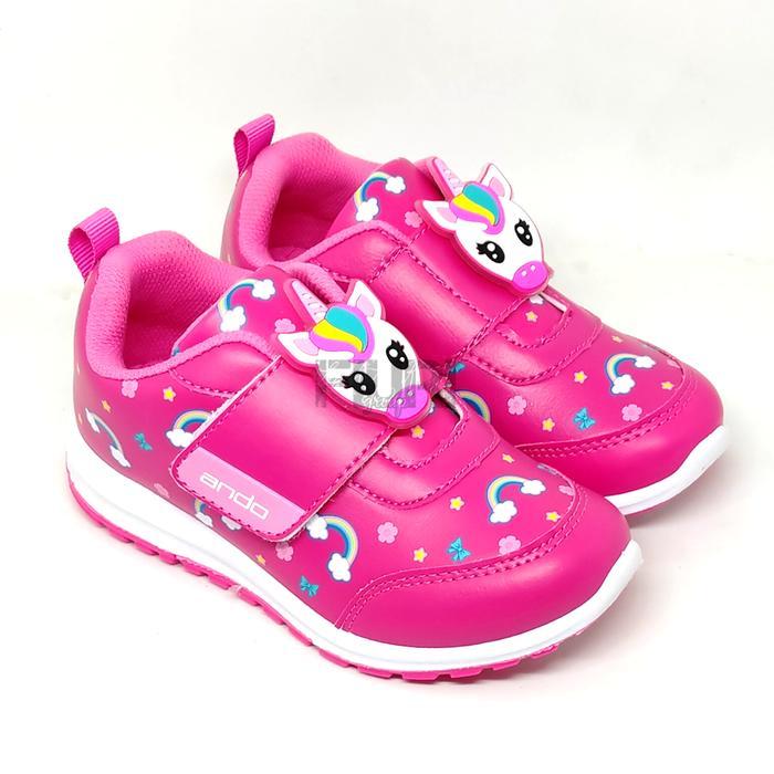 FIURI - ANDO ORIGINAL -  ELINA VELCRO 29-32 PINK - SEPATU SNEAKERS KANVAS SOL KARET ANAK KECIL PEREM