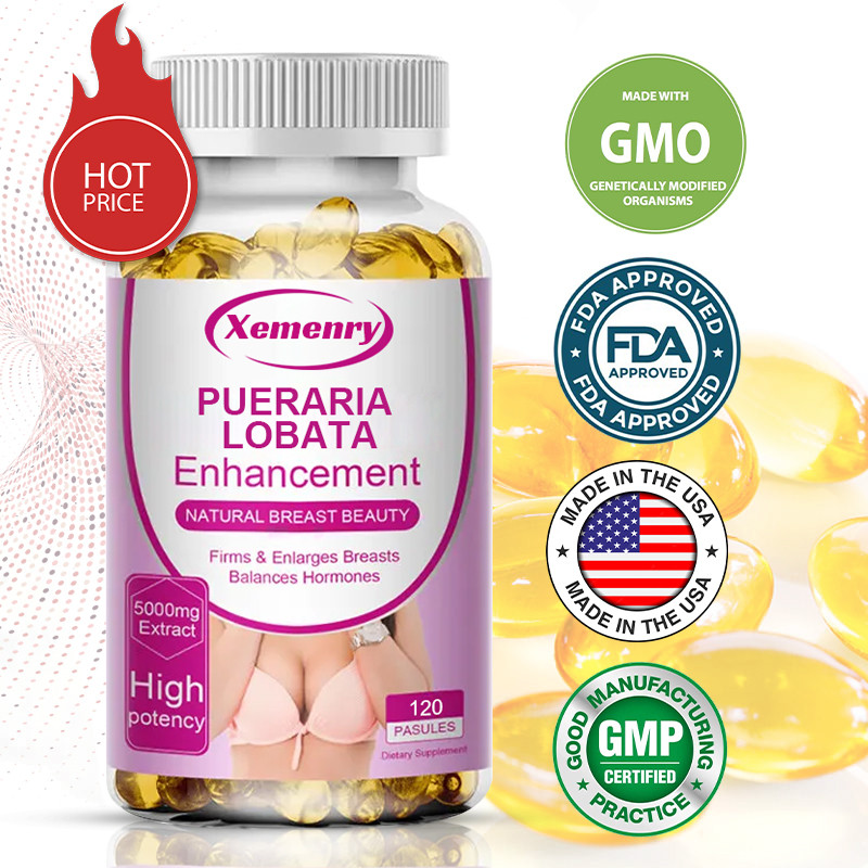 Kapsul pembesar payudara Pueraria Mirifica Liar membantu menyeimbangkan hormon, non-GMO, bebas glute