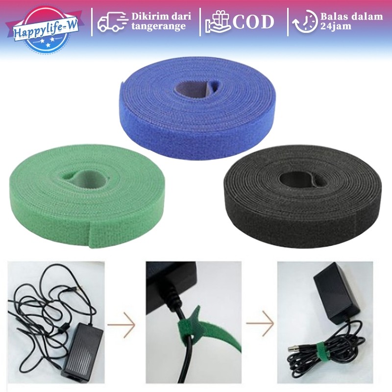5 Meter Pengikat Kabel Laptop Velcro Cable Tie Strap Velcro Velcro Strap Kabel Tali Pengikat Tanaman