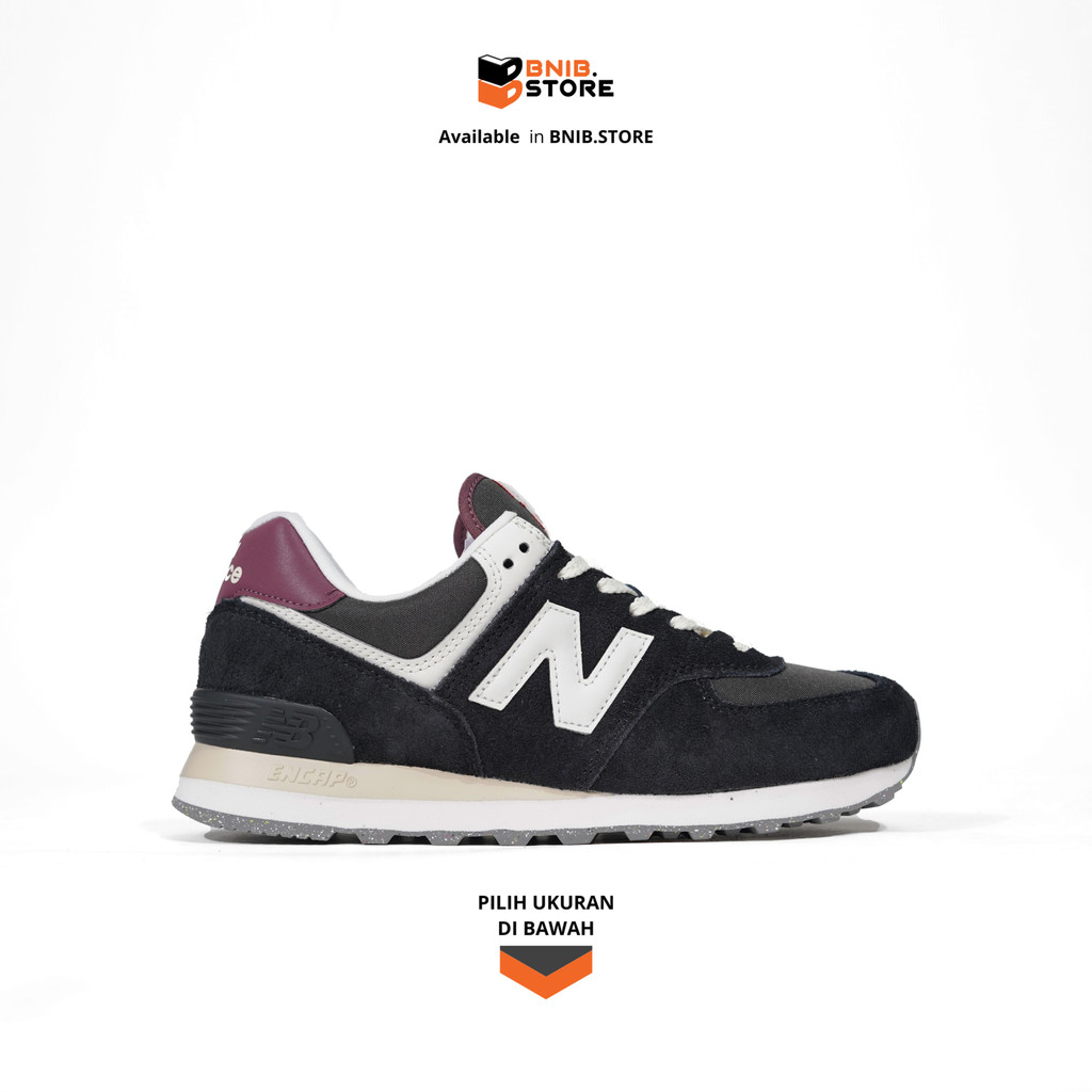 Sneakers Wanita NB 574 Black White Maroon [WL574WBE] Original