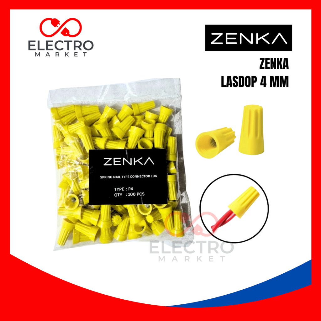 ZENKA - LASDOP 4MM KUNING LASDOP - Pengaman Sambungan Kabel