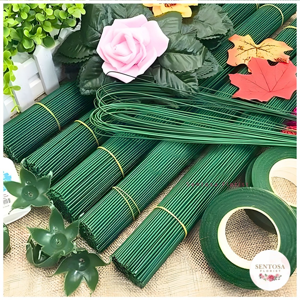50 Pcs Tangkai Kawat Bunga Hijau Floral Wire Artificial Tangkai Panjang 30cm Tangkai Bunga Plastik