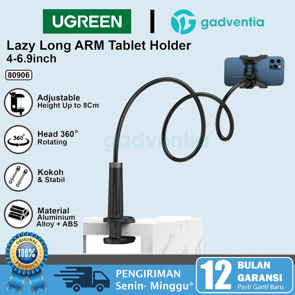 AS Ugreen Holder Tripod Desk Phone Holder 360° Lazypod Video Vlog Stand Hp Panjang Jepit Meja 80906