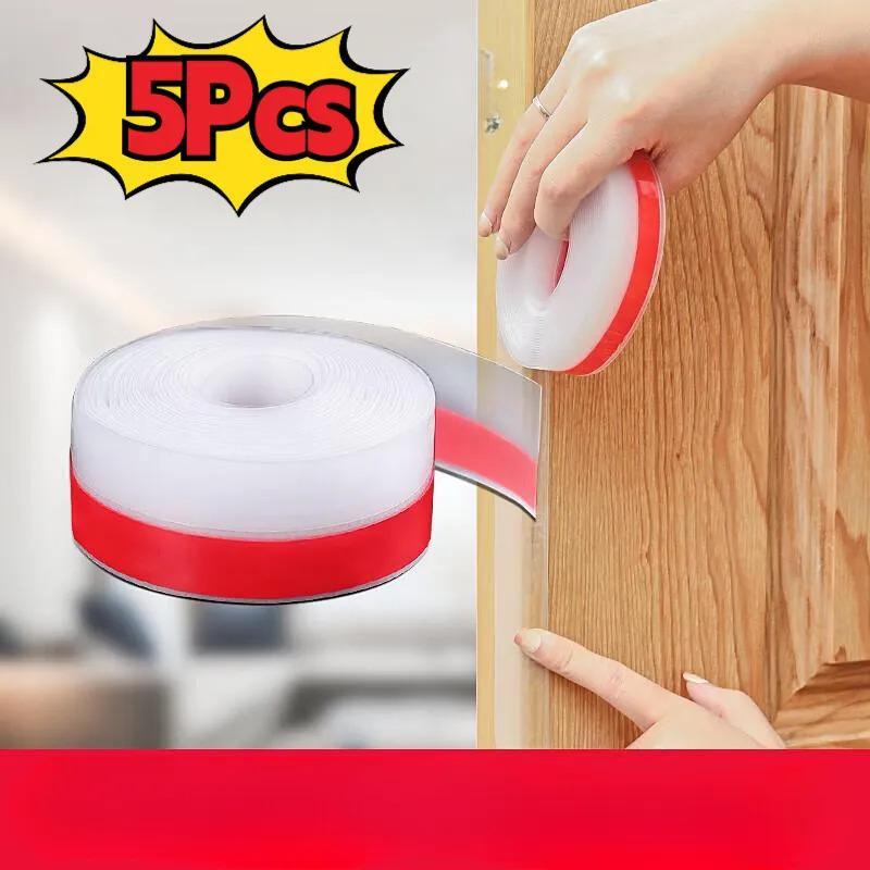 1/2/3/5pcs Pita Rumah Tahan Air Transparan Dapat Digunakan Kembali Pita Karet Segel Pintu Dan Jendel