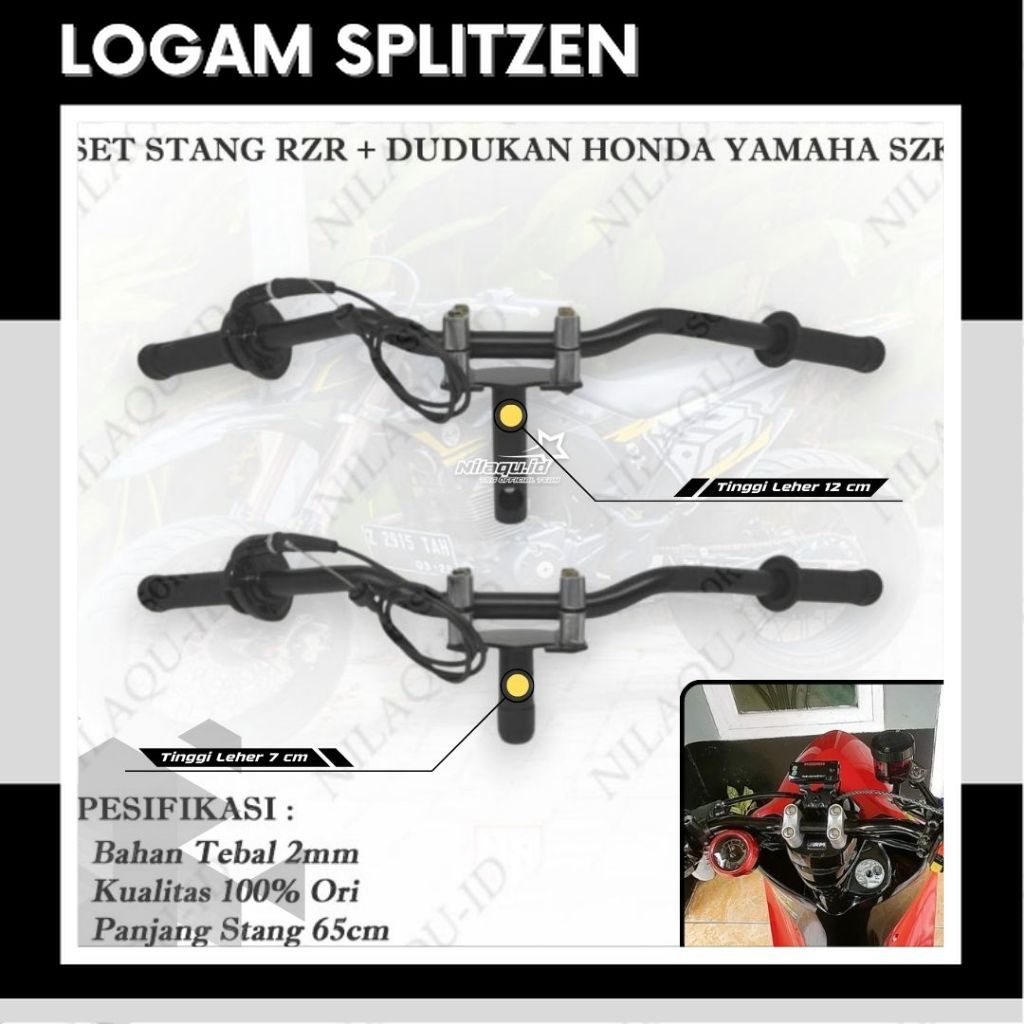 PROMO PAKET Stang Rzr Plus Dudukan Stang Universal Matic Bebek Honda Yamaha Suzuki Satria 2 Tak Torn