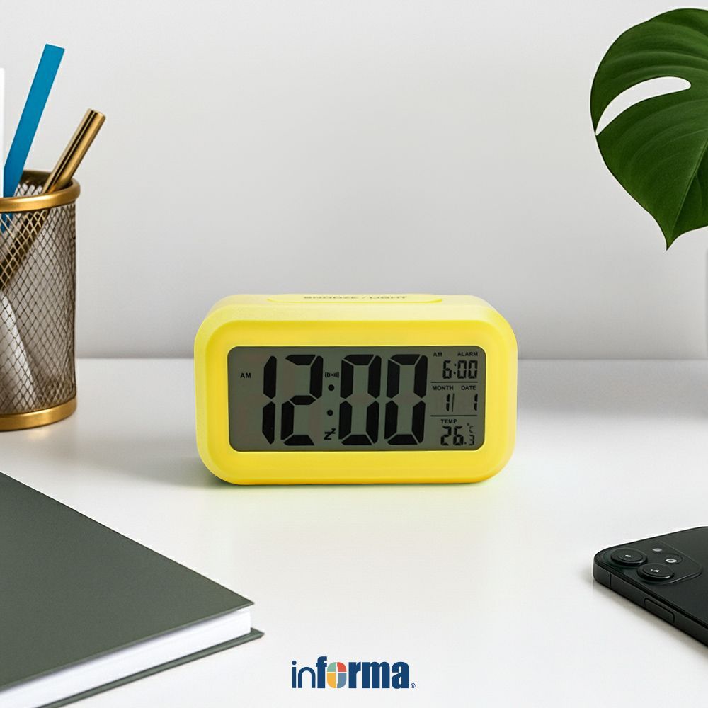 Informa Jam Weker Digital 1301 - Kuning Alarm Clock Waker Clock Jam Alarm Tidur Alarm Penunjuk Waktu