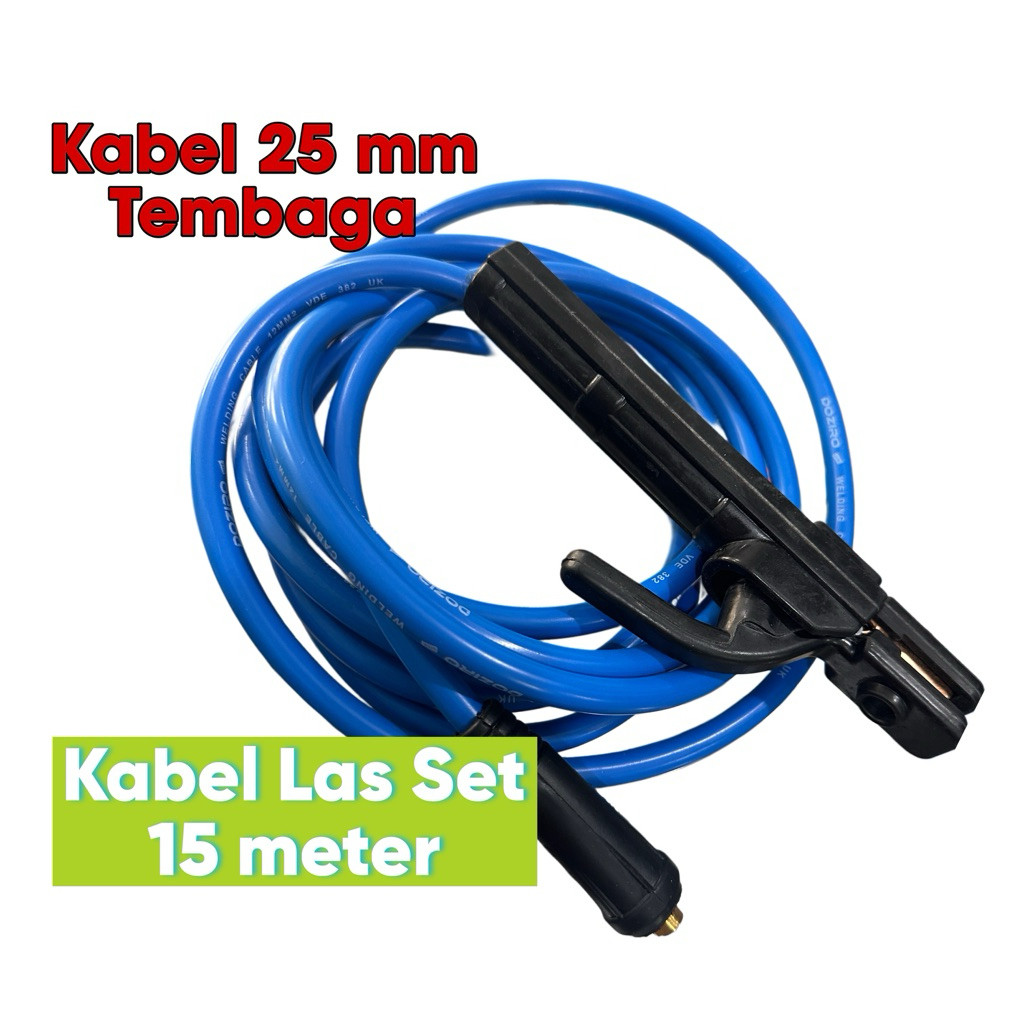 Kabel las set 15 meter 25 mm serabut tembaga kabel trafo las listrik 200a 450 watt 900 watt