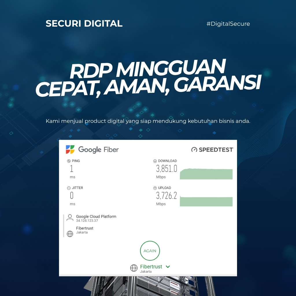 RDP Mingguan 4 - 8 CORE | RAM 16 - 64 GB | Garansi