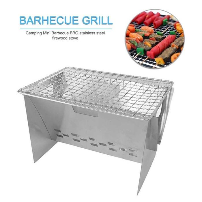 Panggangan Arang Lipat BBQ Sate Portable Outdoor Gunung Grill Stainles