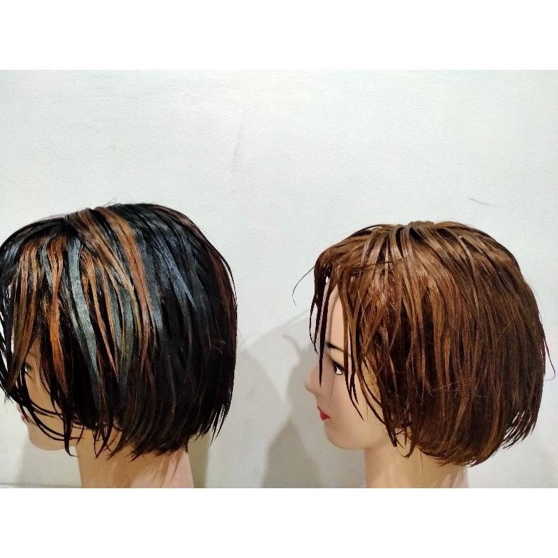 wig palsu pendek/rambut palsu watna/rambut wig model basah