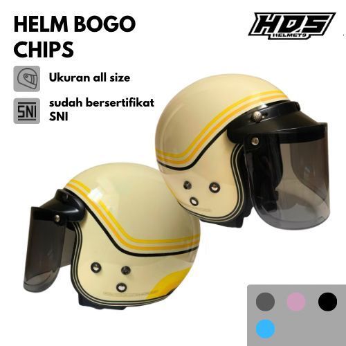HDS HELM Bogo Classic Dewasa Motif Chip SNI Klasik Premium Retro Wanita Cepol Hijaber
