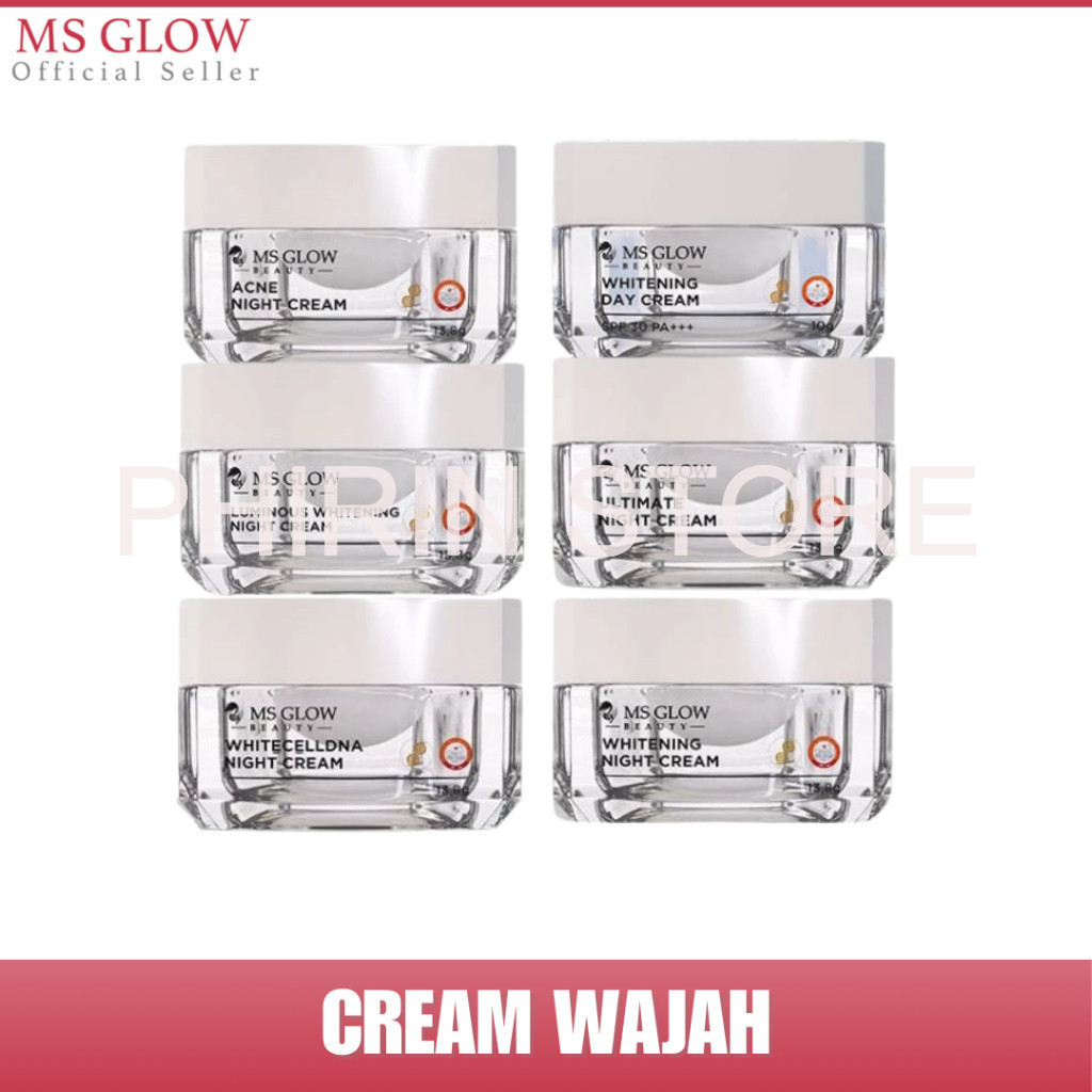 MS GLOW DAY CREAM DAN NIGHT CREAM WHITENING ACNE LUMINOUS ULTIMATE WHITECELL DNA KRIM WAJAH