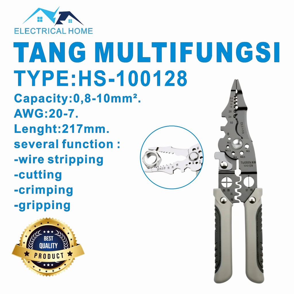 TANG MULTIFUNGSI / TANG POTONG KAWAT / TANG PENGUPAS KABEL HS-100128