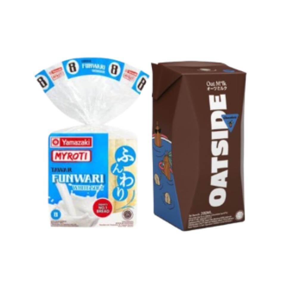 Bundling Roti Tawar Funwari My Roti & Susu Oat Cokelat Straw Oatside 200 ml