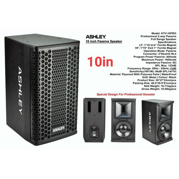 SPEAKER PASSIVE ASHLEY KTV-10PRO SPEAKER 10 INCH KTV10PRO