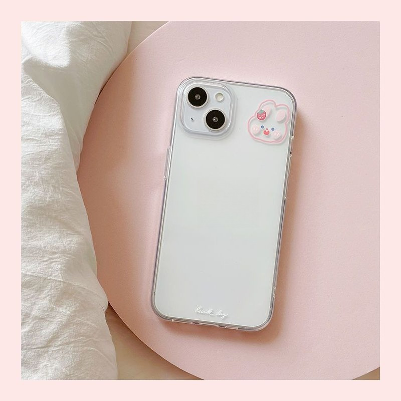 Case HP Transparan Lembut dengan Hiasan Kelinci Lucu Warna Pink OPPO A7/A5s/A12/A11 A1k A3s A16 4G/1